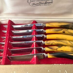 VTG Sheffield Cutlery Peeredge Forever Sharp Knives 6 Regent Set Box Stainless